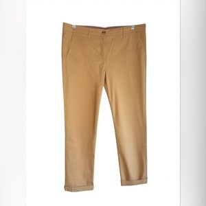 Nautica Jeans Khaki Cropped Pants Womens Size 12 Tan Stretch Cotton Cuffed Hem